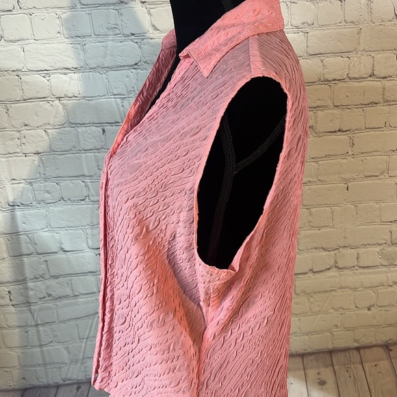 XL Sleeveless button down collared blouse. Fabric has a very subtle shiny thread - Picture 3 of 6